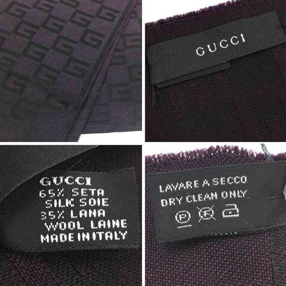 GUCCI GG pattern stole silk wool dark purple scarf unisex - Picture 3 of 3